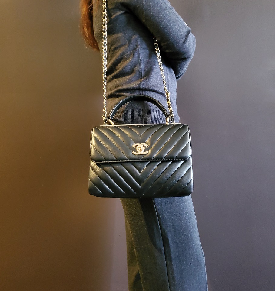 My Wife's Chanel Trendy Small Black Chevron With Gold Hardware