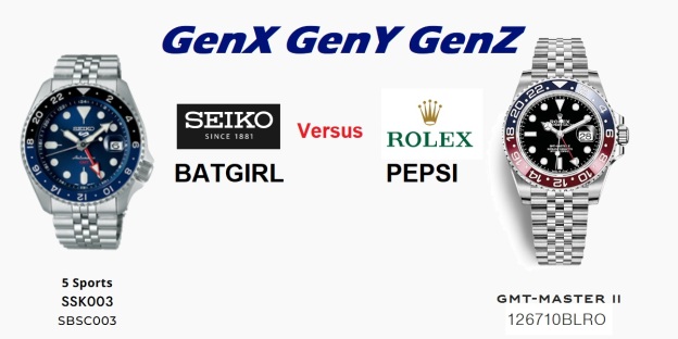 Seiko 5 GMT SSK003 SBSC003 Blue Dial And Bezel Batgirl Versus Rolex GMT  Master II 126710BLRO | GenX GenY GenZ | Page 5